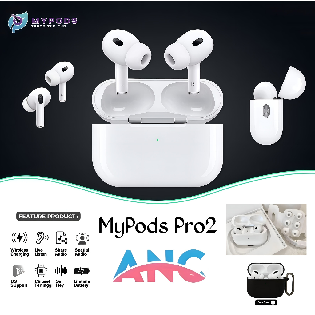MyPods  Pro2 100% ANC Bluetooth Android With Iphone Pengurangan Kebisingan