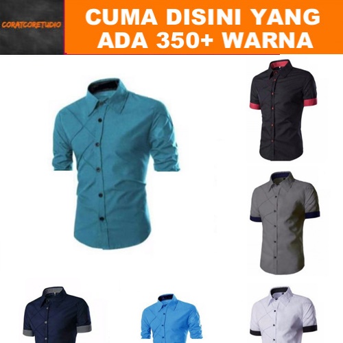 READY STOCK REALPIC GRAYWOLF Hem Cowok Jumbo Kemeja Pria Big Size Lengan Pendek Garis X Polos 12 WAR