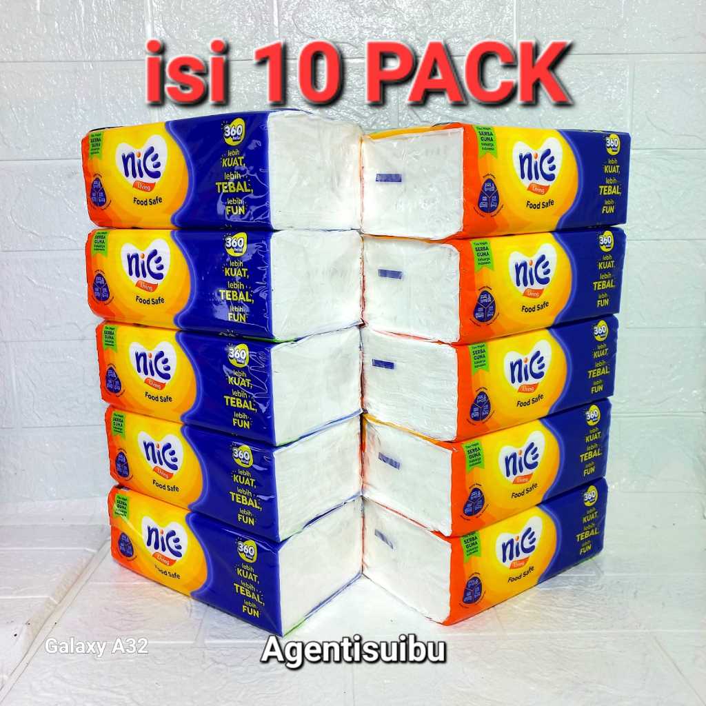 (paket 10 pack) NICE Facial Tissue isi 360 Helai 2 ply, Tisu Murah Nice ORIGINAL