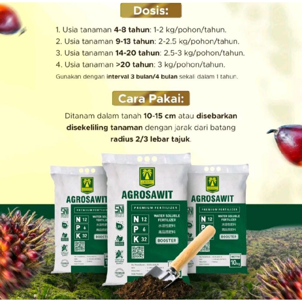 Pupuk NPK 12-6-32 untuk Tanaman Sawit & Buah -PO