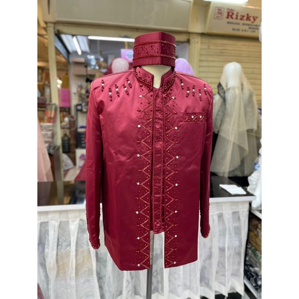 Beskap Pengantin pria Burgundy || Beskap Pengantin Putih || Beskap Pengantin Murah