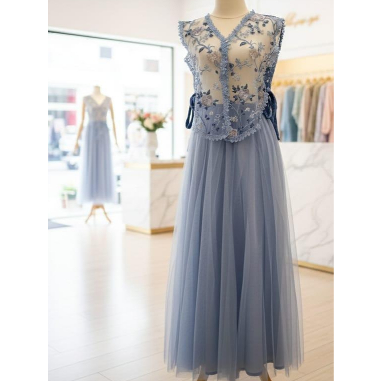 Velora Set Rok Tutu Atasan Vest Warna Blue/Pink Setelan Wanita Dewasa