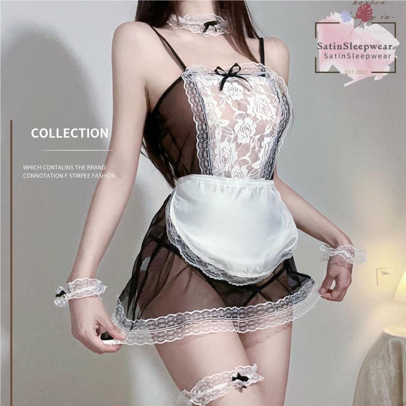 Sexy Lingerie cosplay baju dinas sexy hot Bahan transparan.