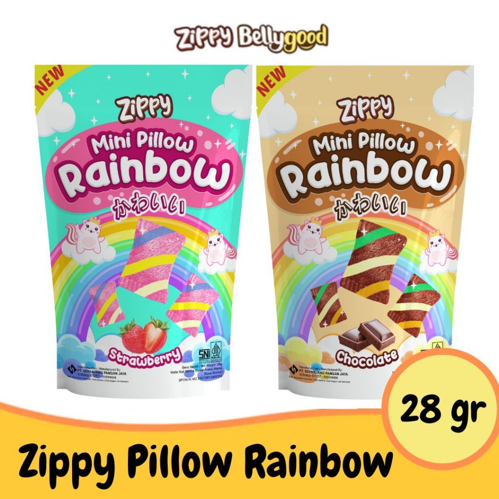 Zippy Mini Pillow Rainbow Rasa Cokelat & Stroberi 28 Gram