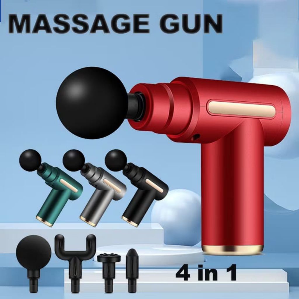 Alat Pijat Elektrik Massage Gun dengan Motor Brushless 30W dan 6 Kepala Pijat