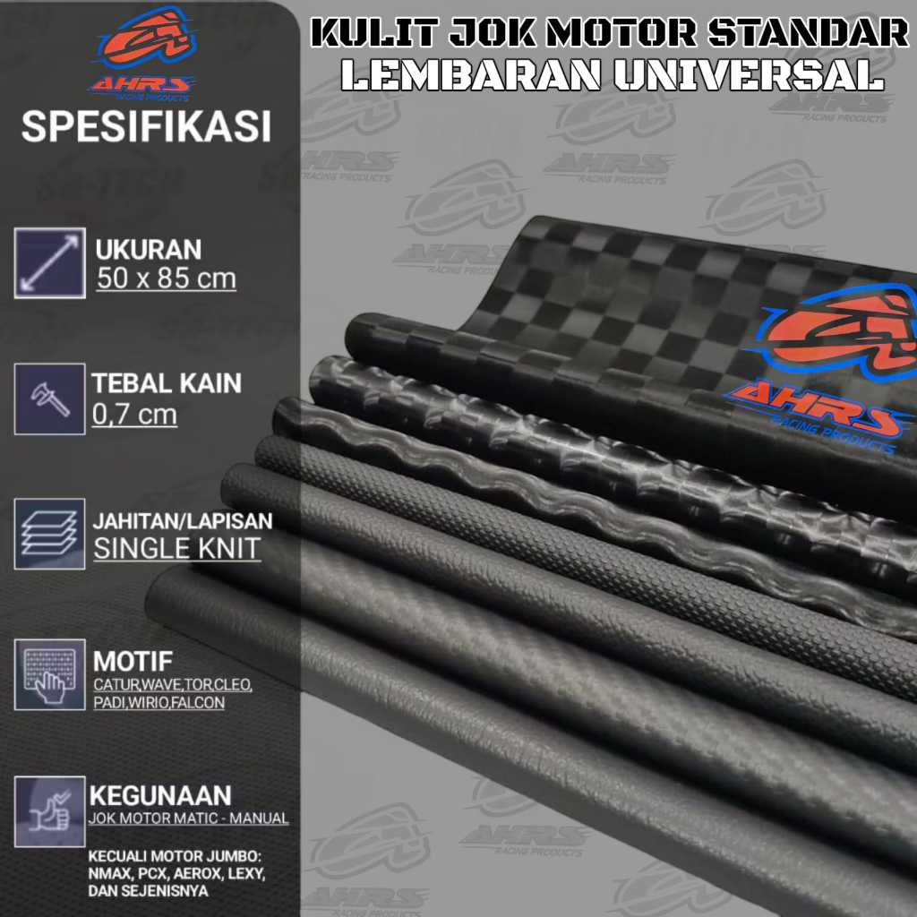 Sarung Jok Motor Kulit Jok Motor Lembaran Motif 3D Logo Ahrs Racing Ukuran Standar Universal Pm5Stor