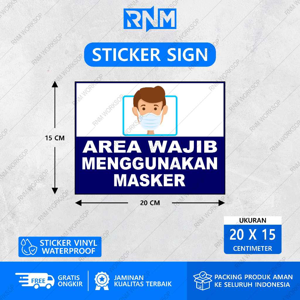 STICKER WAJIB MENGGUNAKAN MASKER 20 X 15