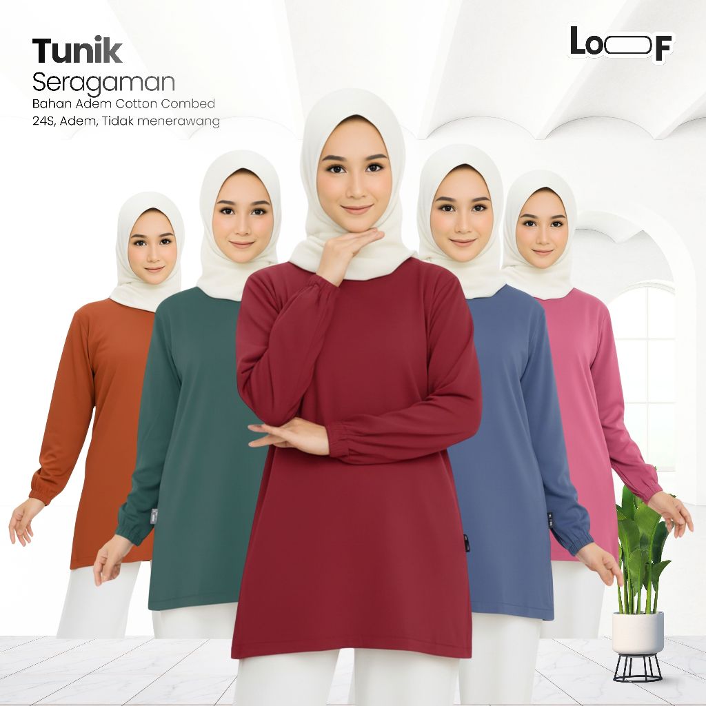 Kaos tunik Atasan wanita lengan panjang kekinian korean style blouse terbaru bahan katun combed 24s