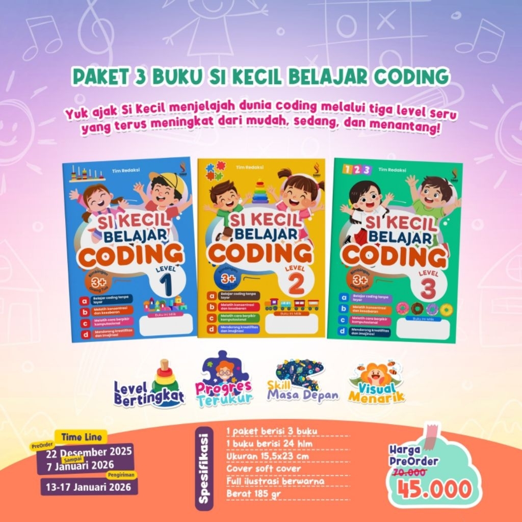 Paket 3 Buku Seri Si Kecil Belajar Coding Bergambar dan Berwarna - Ranah Buku