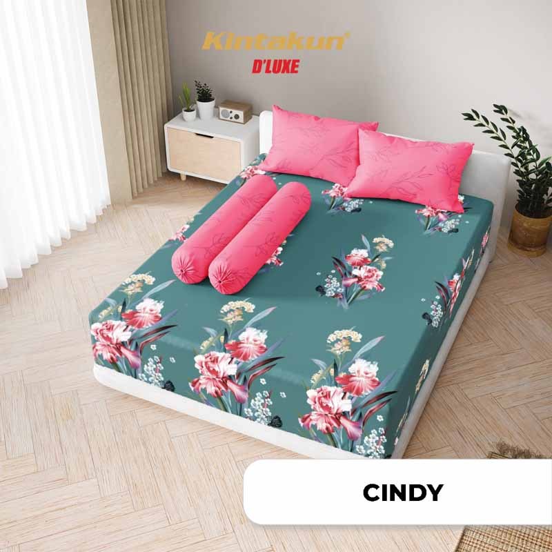 Sprei Kintakun Deluxe 180x200 Motif King Size 4 Sarung Bantal 2 Sarung Guling Tinggi 25Cm Anti Geser