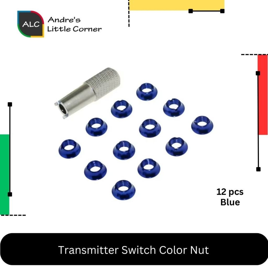 Remote Radio Control Transmitter Upgrade Metal Switch Nut Set with Wrench RC 12pcs Blue Radiomaster 