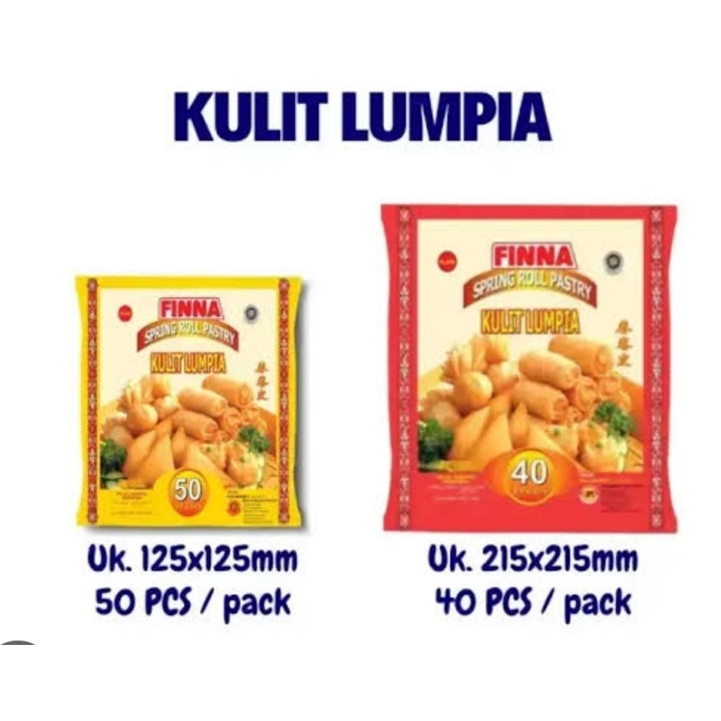 Finna SPRING ROLL PASTRY 125mm x 125mm 50 lembar 200gr ORIGINAL / Finna Kulit Lumpia Semarang Halal 