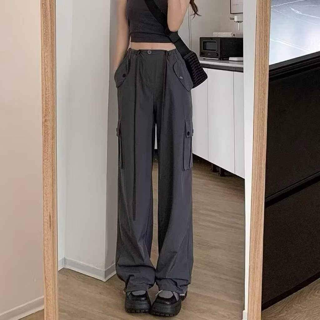 ADISTRY FASHION - Lily Cargo - Celana wanita korean style - Celana cargo highwaist Kasual Premium
