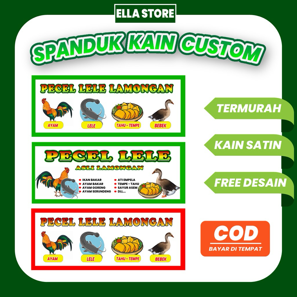 SPANDUK KAIN PECEL LELE TERMURAH / SPANDUK PECEL LELE CUSTOM / FLAG CUSTOM