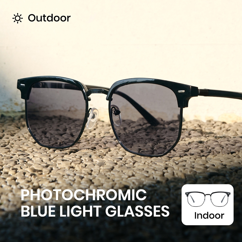 Cyxus Kacamata Photochromic Pria Wanita anti radiasi UV400 Dual Bingkai Alis Desain original