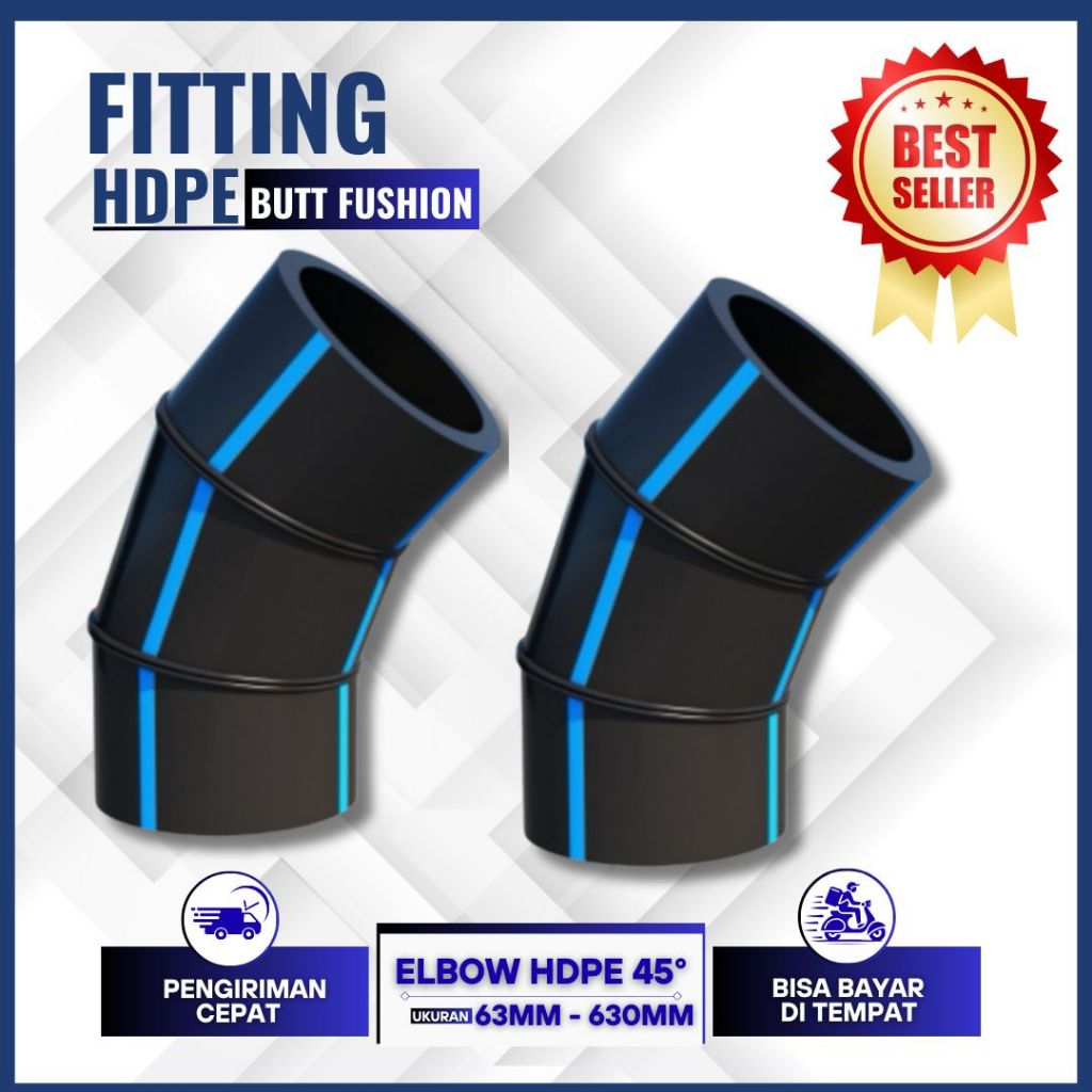Elbow Pipa HDPE Segmented 45° 12 Inch 315mm Murah