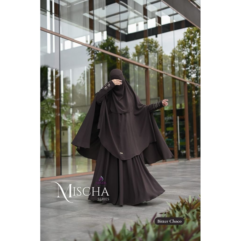 READY Mischa Gamis Umbrella Set Khimar Jilbab Instan Cadar Syari Sunnah Jetblack Hailey Afada Hijab