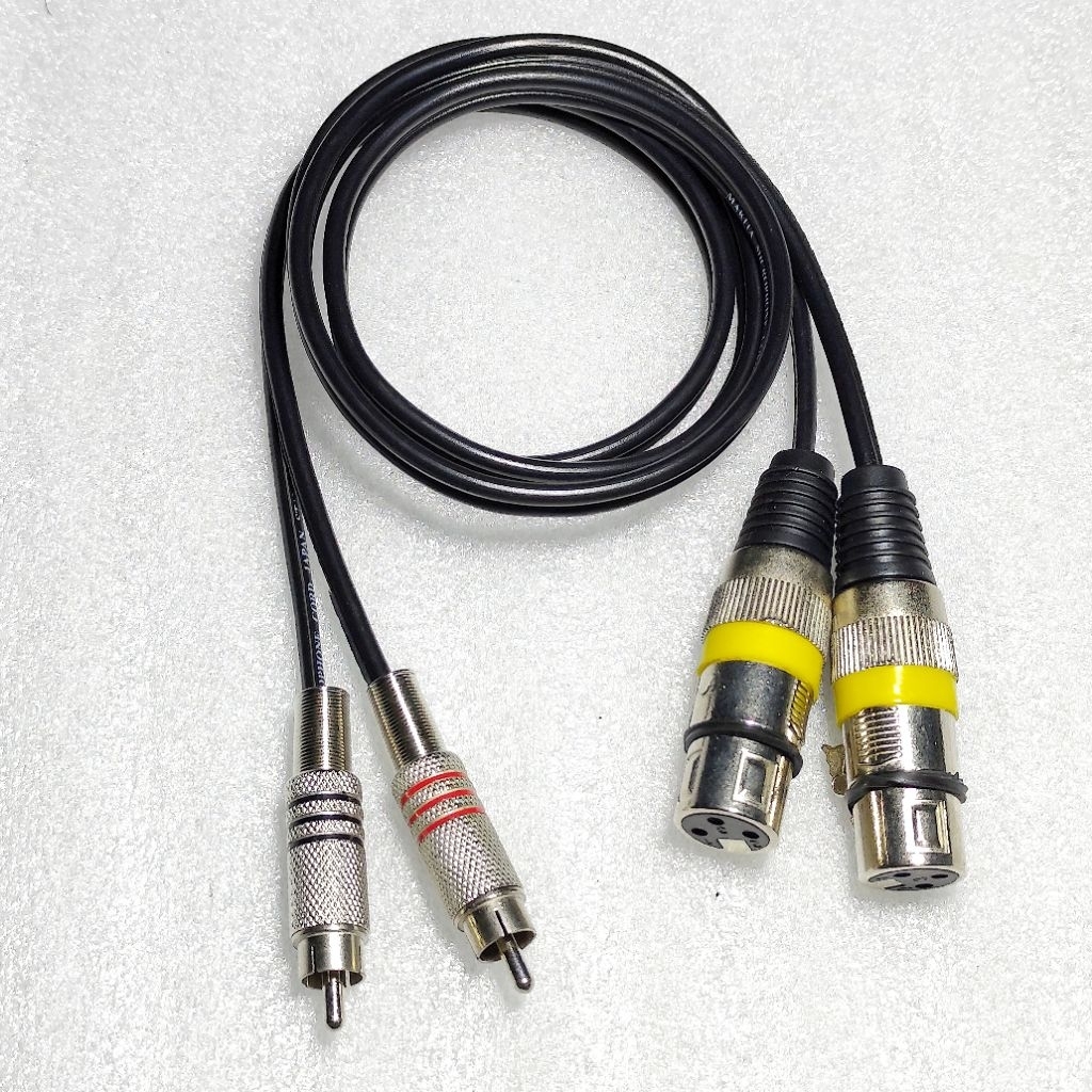 Kabel Input Dobel 2-2 Jek RCA Besi To Jek XLR Canon Female