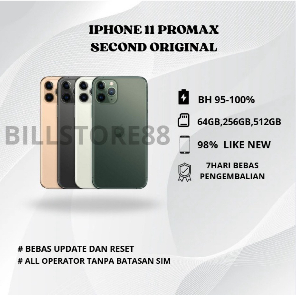 HP IP 11 Pro Max 64GB/256GB Fullset Second Like New 100% Original Ex Internasional