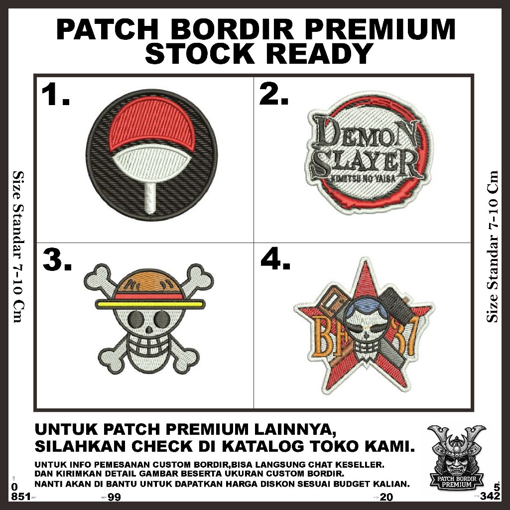 EMBLEM PATCH BORDIR ANIME KARTUN TESTIMONI-PBP