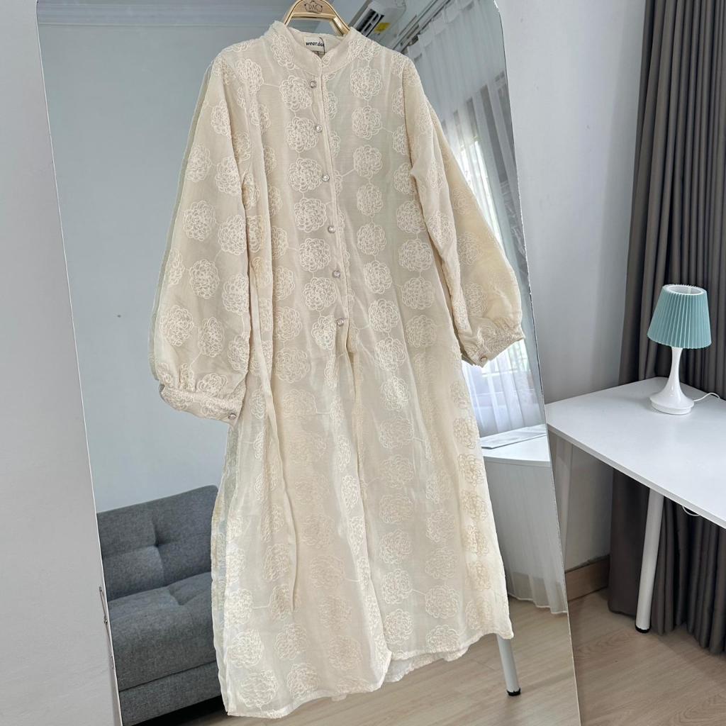 DAC Elmira Raya | Gamis Brokat Bordir Premium Lengan Balon