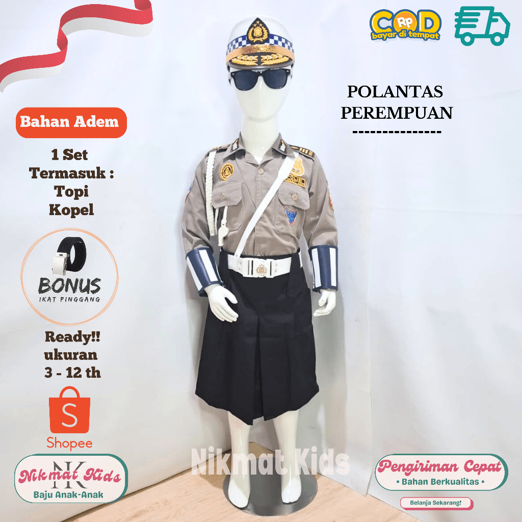 Baju polisi anak perempuan kostum polantas anak seragam polisi anak perempuan profesi tk anak polwan