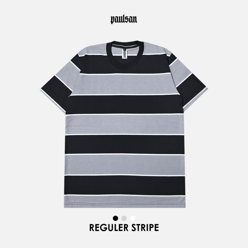 Kaos stripe v2 abu hitam kaos garis salur belang polos distro pria dan wanita