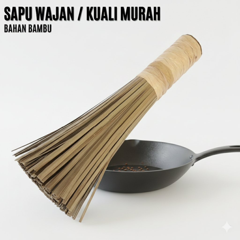 Sapu Wajan Sapu Kuali Sapu Bambu Kuali Sapu Pembersih Kuali Sapu Kuali Penggorengan