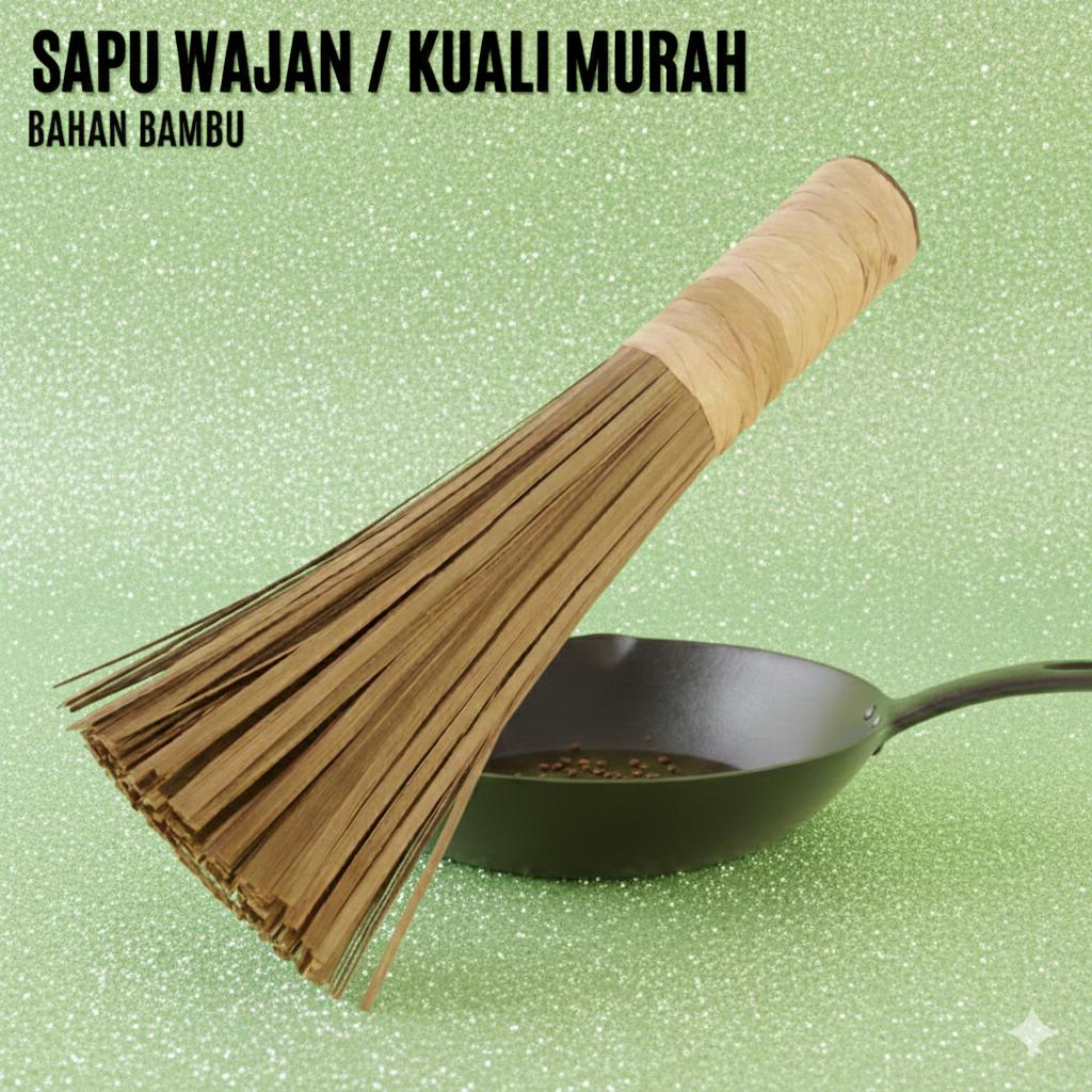 Sapu Wajan Sapu Kuali Sapu Bambu Kuali Sapu Pemberesih Kuali Sapu Kuali Penggorengan
