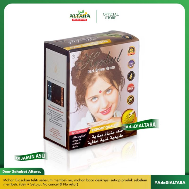 Herbul Dark Brown Henna Hair Dyes - Semir Rambut Henna Arab ( 1 sachet )
