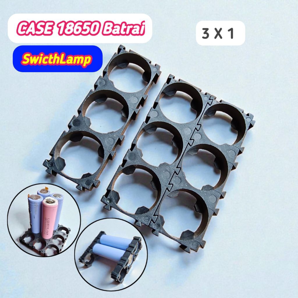 Holder Bracket Baterai 18650 3x1 - Tahan Lama, Warna Hitam, Mudah Dirakit