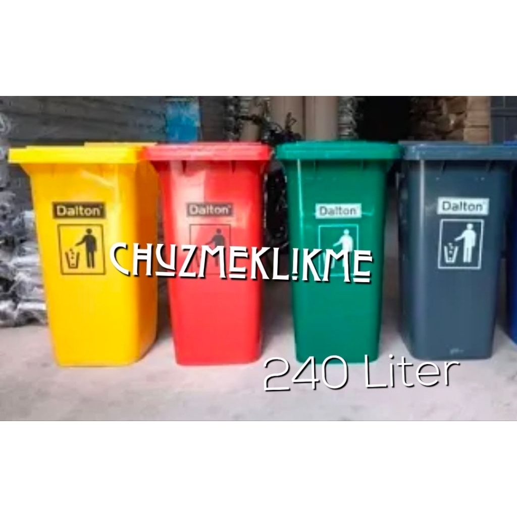 Tempat sampah besar Dalton 240 liter/Tong sampah besar Dalton 240 liter/Tempat sampah Roda 240 liter