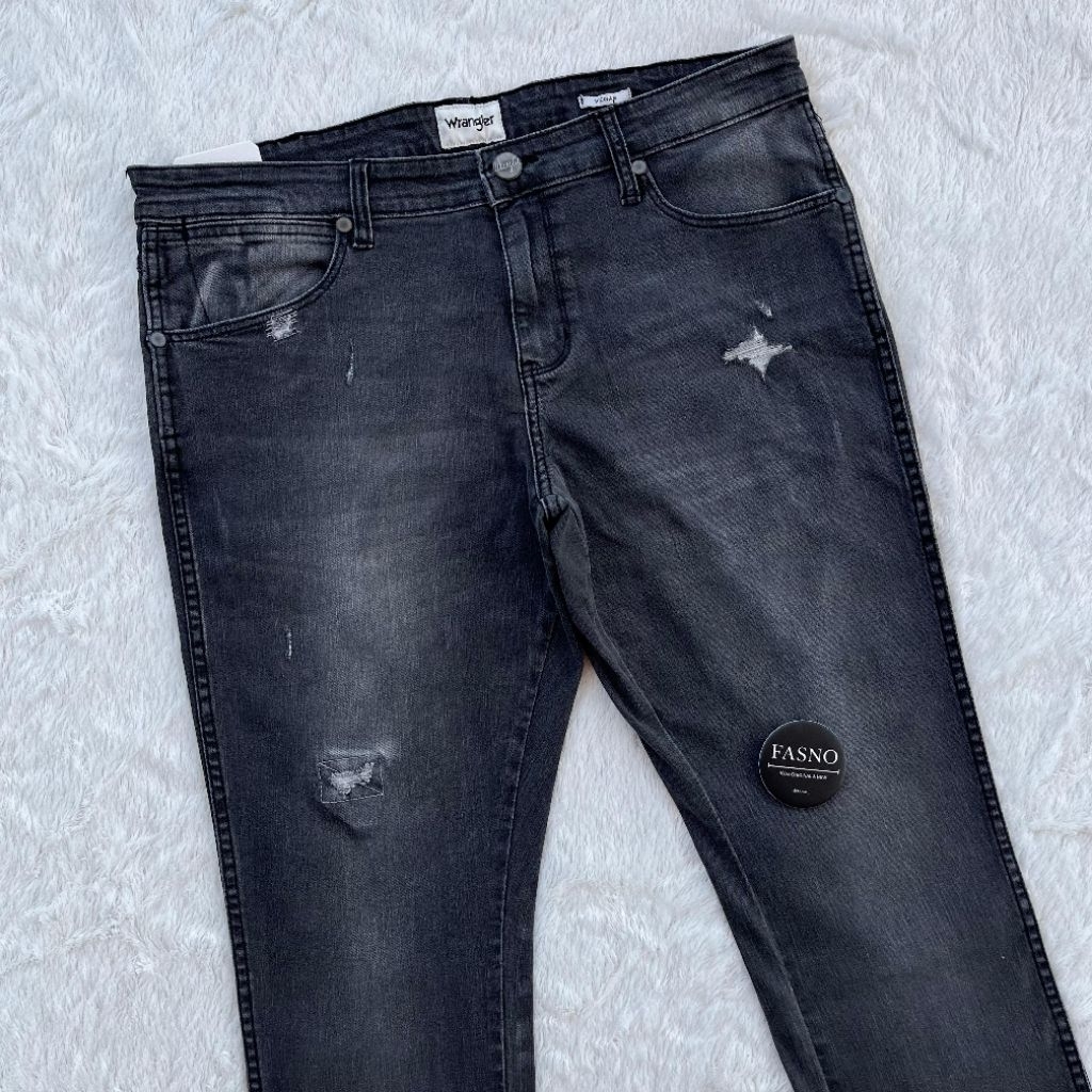 [NEW & ORIGINAL]  ORIGINAL Wrangler VEGAS Ripped STRETCH Jeans .Daek Grey C01P25