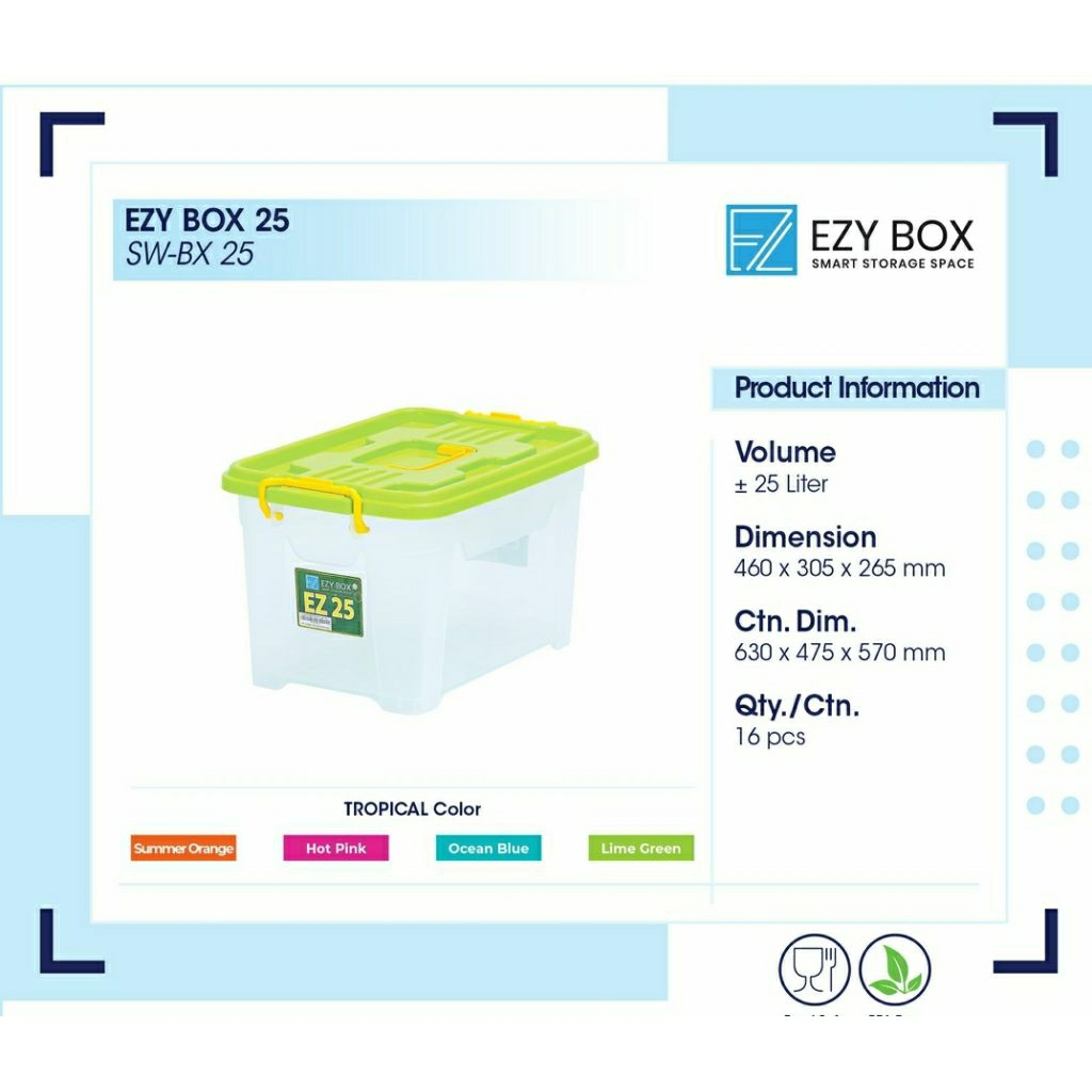 container box plastik ezy 25liter/box transparan multifungsi/storage ezy box