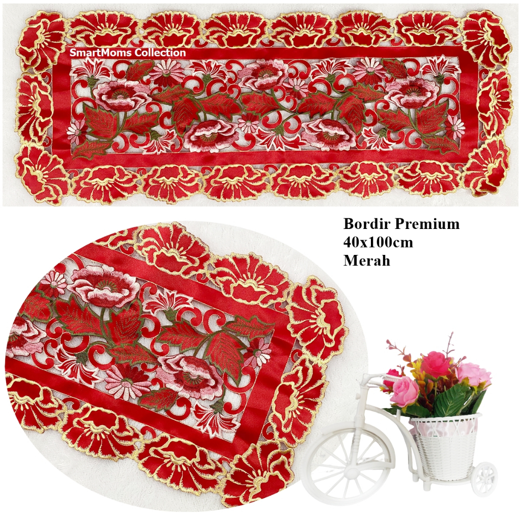 Taplak meja bordir / taplak bordir / taplak meja tamu / import matahari merah