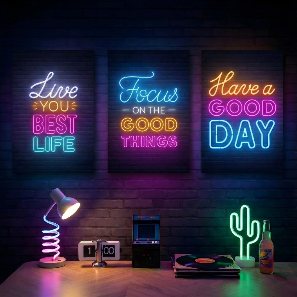 Poster Kayu NEON / pajangan dinding Studio/ typography/ WallDecor/Hiasan dinding