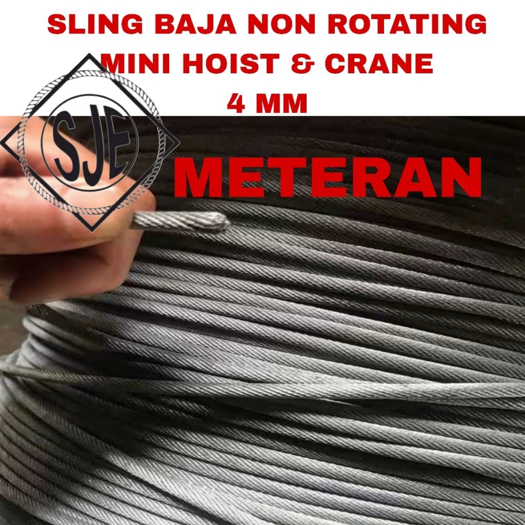 sling NR 4mm / Seling baja NR 4mm / kawat baja NR 4mm / Sling baja NR 4mm / untuk hoist dan crane/ N