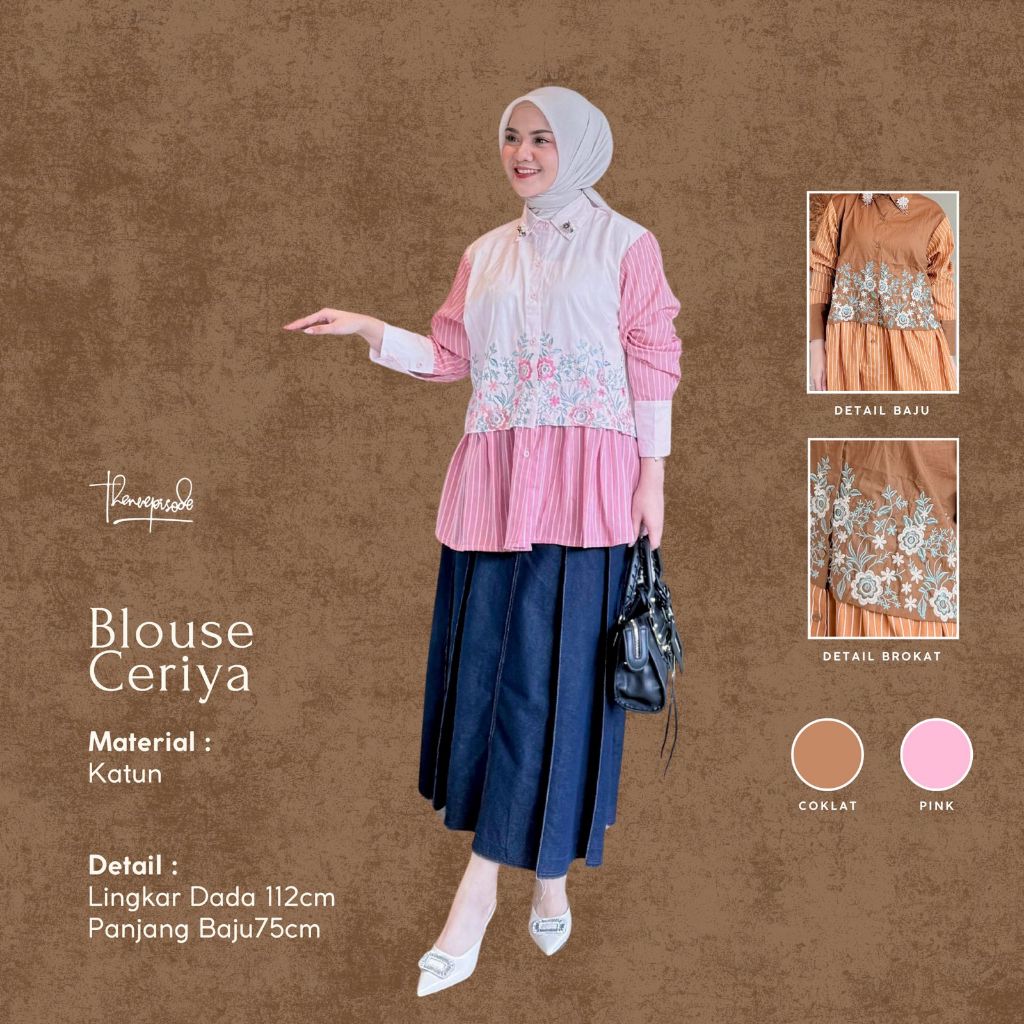 The NuEpisode - Kemeja Blouse Ceriya Motif Bunga | Blus Katun Jepang Lembut & Nyaman Kancing Panjang