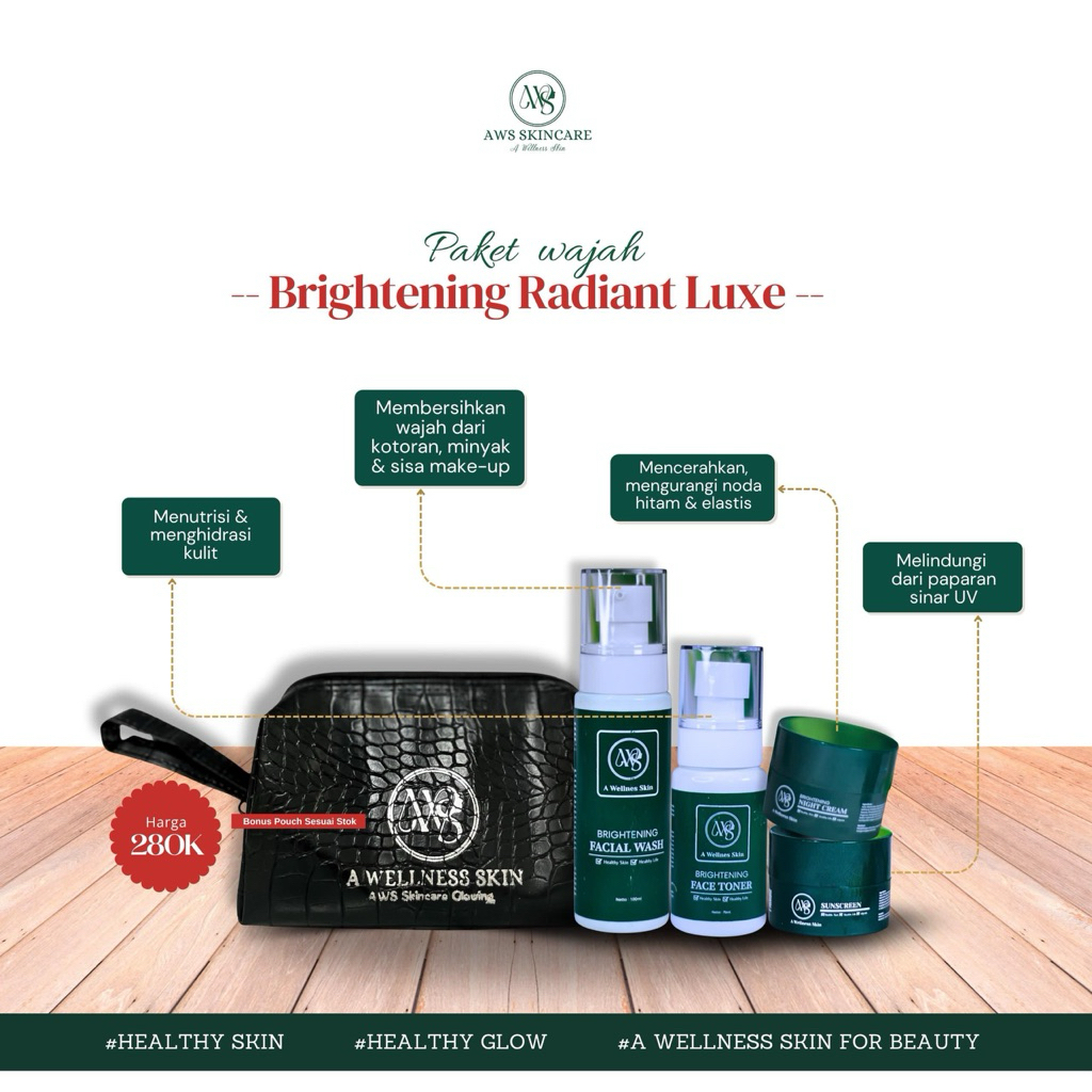 Paket Wajah AWS Beauty skin Brightening Radiant Luxe / Paket BRL | Paket wajah penghilang Flek,Kusam
