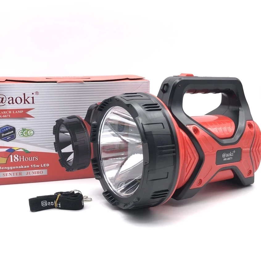 Cod Aoki Senter Led Jumbo Max Aoki Premium Ak-6671 Senter Led Jumbo 50 Watt Super Terang - Merah Co