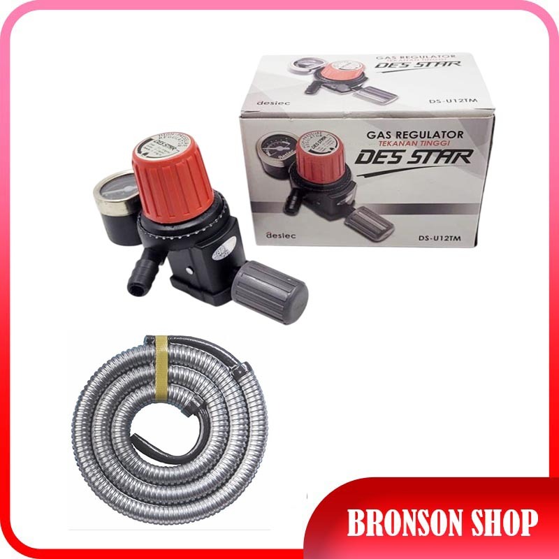 Paket Regulator Gas DESSTAR DS-U12TM Meter Tekanan Tinggi LPG 3 / 12 kg