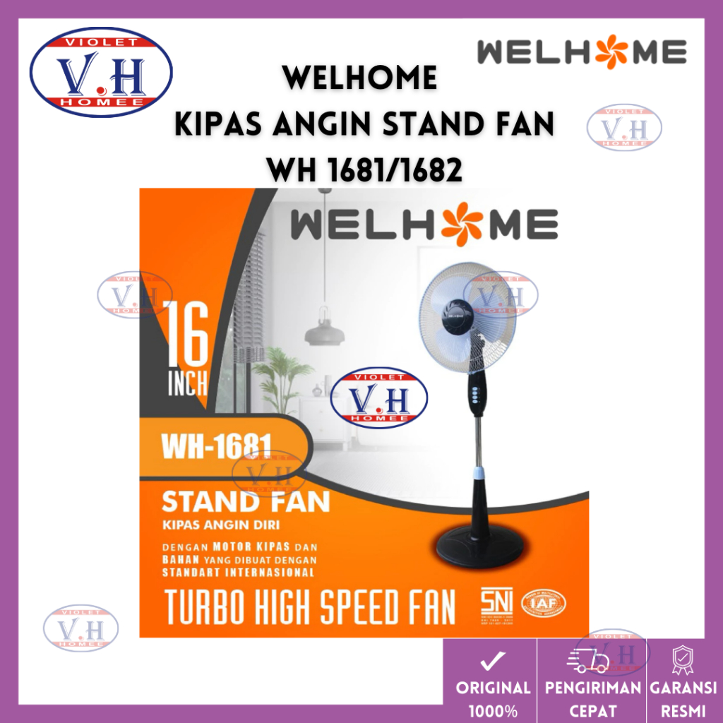 WELHOME STANDFAN WH1681 / WH1682 KIPAS ANGIN BERDIRI WH 1681 / WH 1682 STAND FAN 16 INCH TERMURAH