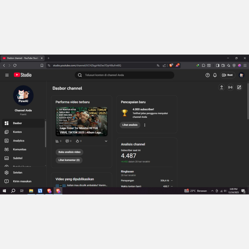 Channel youtube belum monetisasi realtime deras