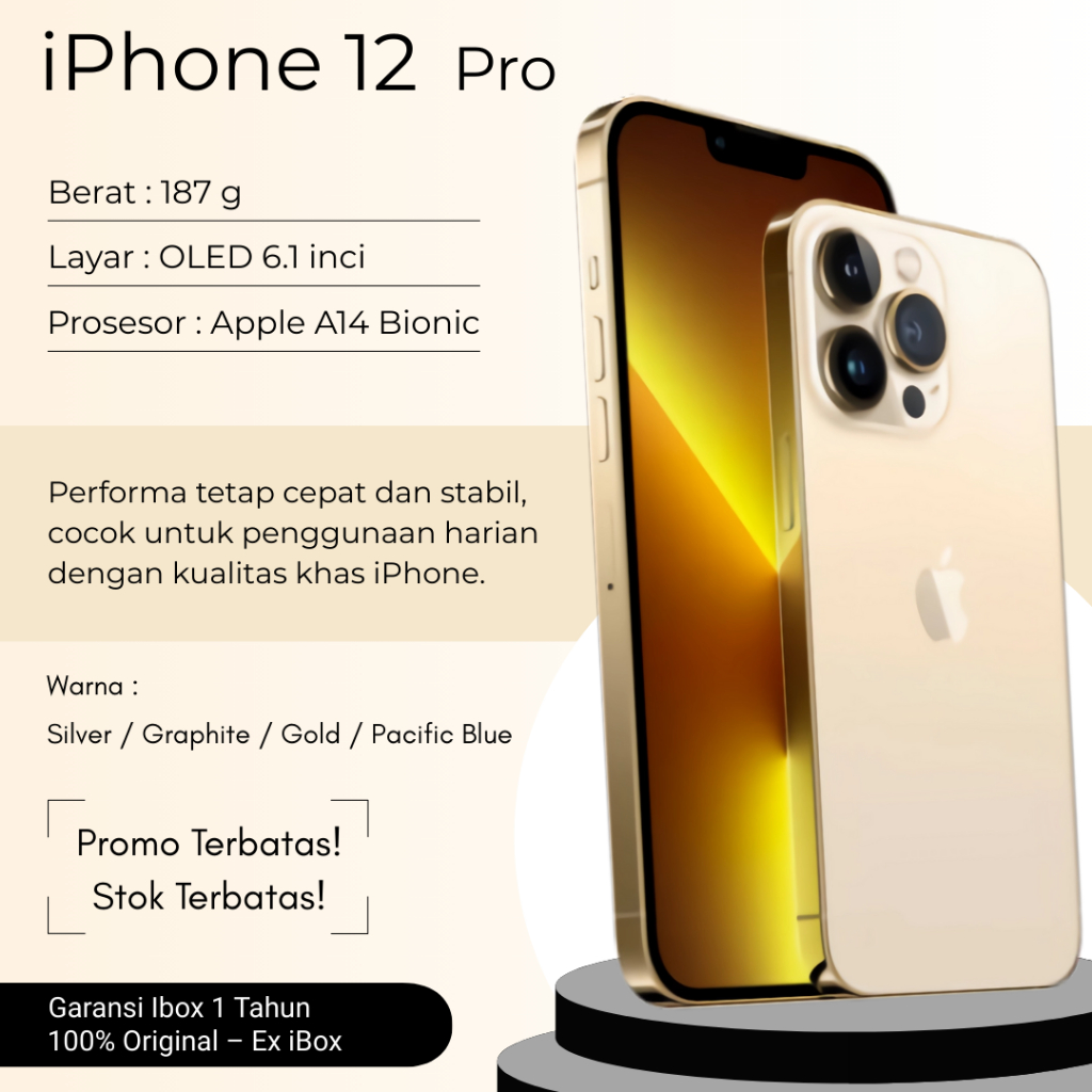 iPhone 12 Pro iBox Second Resmi | Garansi 12Bln | IMEI Permanen | Fullset | 128GB/256GB | 100% Origi