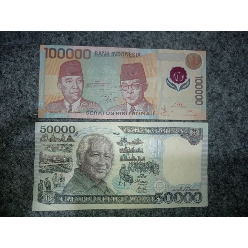 uang kertas kuno paket murah 100rb polymer dan 50rb Suharto