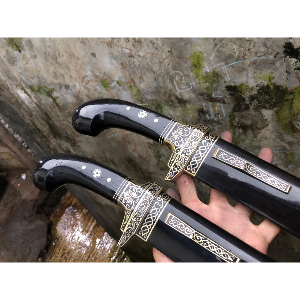 Pisau Sembelih Baja BOHLER N690 30cm 59 HRC Tajam - Sarung Kayu BURL, Gagang Tanduk, Fulltan di Pin