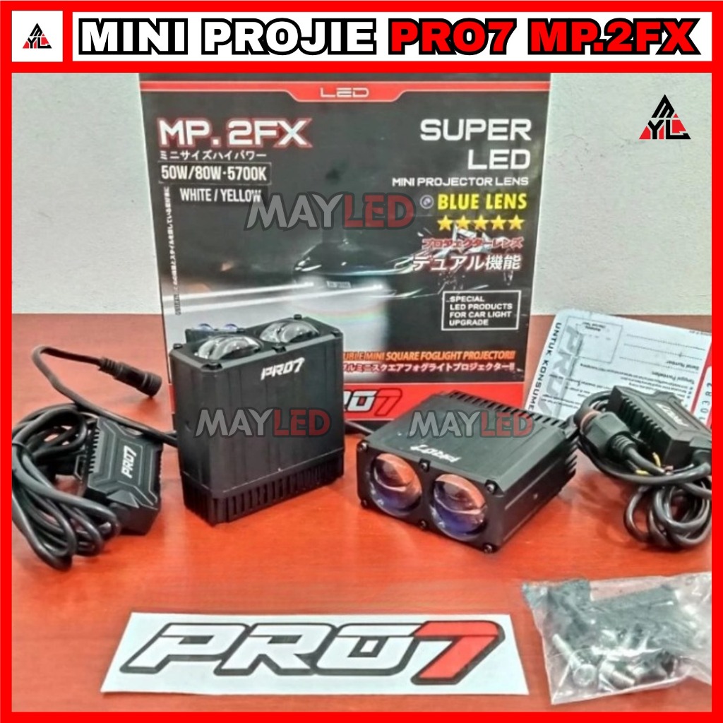 DOUBLE MINI Projie Pro7 MP.2FX Super LED Blue Lens 2x 50W-80W MINI PROJIE 2 MATA BLUELENS