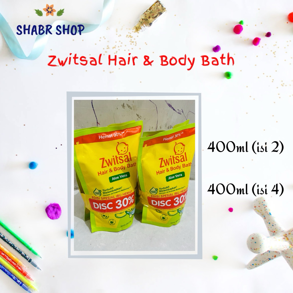 Paket Hemat Zwitsal 2in1 Hair & Body Bath Sabun Bayi 400ml Dapat 4pcs