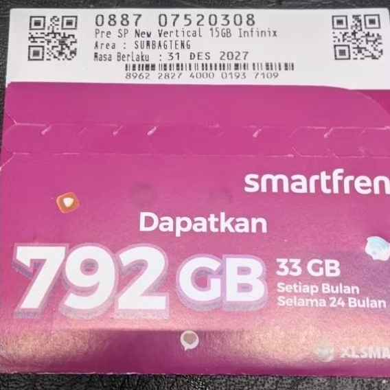 KARTU PERDANA SMARTFREN BUNDLING KHUSUS INFINIX 792GB - SEGEL EXP DESEMBER 2027 - AREA SUMBAGTENG