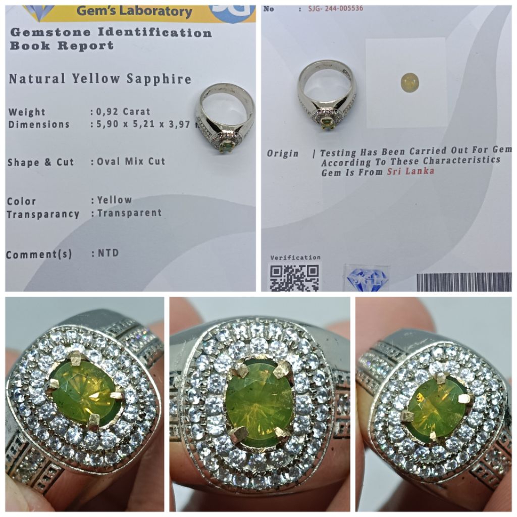 Natural Yellow Sapphire Ceylon 0,92ct memo JGL Safir Sri Lanka Top Kristal